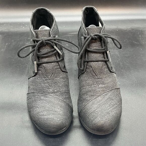 TOMS womens black sparkle wedge bootie size 8.5 10015785 - Picture 3 of 7